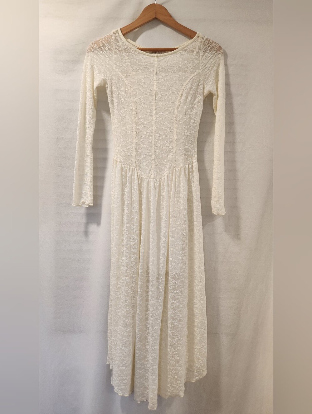 Thirty | Thirty LA Ivory Lace Basque Waist Long Sleeve Maxi Dress Size S